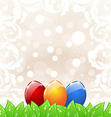Image showing Easter background with colorful eggs 