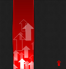 Image showing abstract red background with transparent arrows label