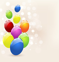 Image showing Easter set colorful eggs, holiday background
