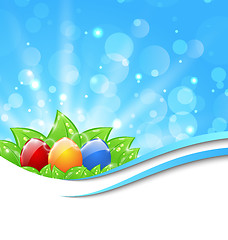 Image showing April background with Easter colorful eggs