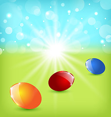 Image showing Easter background with colorful eggs