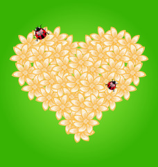 Image showing Romantic heart flowers and ladybug