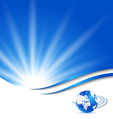 Image showing Abstract blue card with Earth planet
