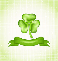 Image showing Shamrock with ribbon for Saint Patrick day