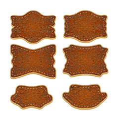 Image showing Set of leather labels isolated