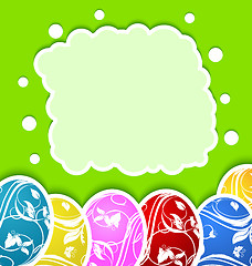 Image showing Easter card with set colorful ornate eggs