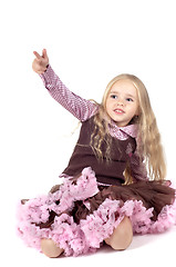 Image showing Little girl in brown and pink clothes