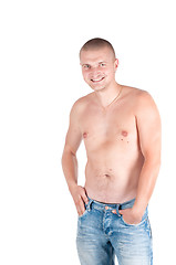 Image showing Smiling man with naked torso