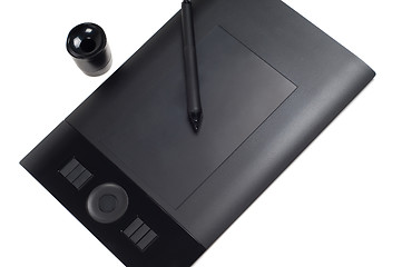 Image showing Black pen tablet with stylus