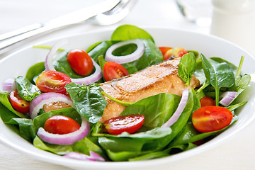 Image showing Salmon with Spinach salad