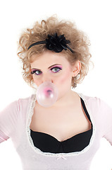 Image showing Blonde with chewing gum