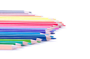 Image showing Multicolored pencils in row