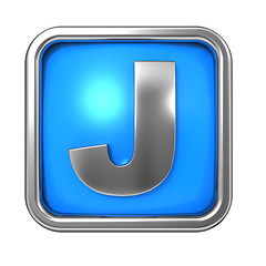 Image showing Silver Letter in Frame, on Blue Background.