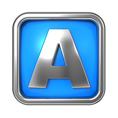 Image showing Silver Letter in Frame, on Blue Background.