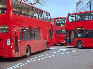 Image showing Red double decker bus in London