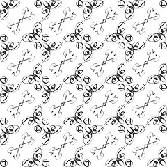 Image showing Vintage star shaped tiles seamless pattern, monochrome