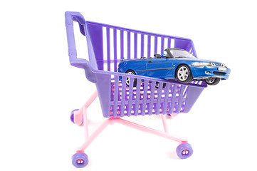 Image showing Conceptual photo with car and shopping-cart