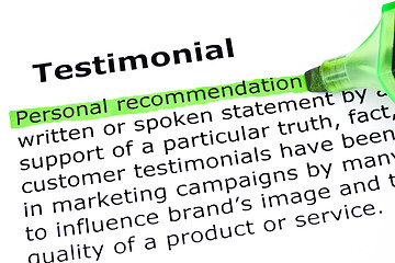 Image showing Testimonial Definition