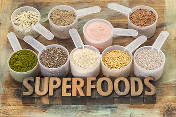 Image showing scoops of superfoods