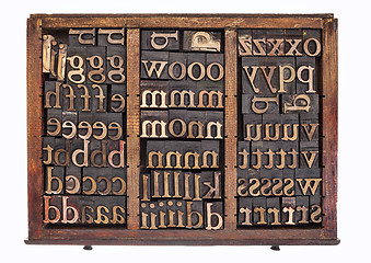 Image showing wood type in typesetter box