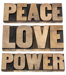 Image showing peace, love, power words
