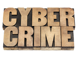 Image showing cyber crime in wood type