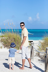 Image showing family of two at the beach