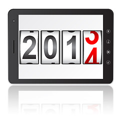 Image showing Tablet PC computer with 2014 New Year counter isolated on white 