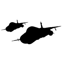 Image showing Collection of different combat aircraft silhouettes.  vector ill