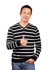 Image showing Asian Man In Striped Pullover