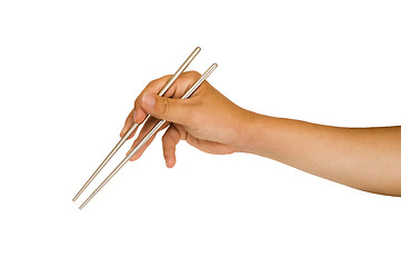 Image showing isolated hand holding chopstick