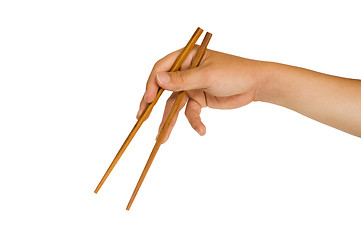 Image showing hand holding chopstick