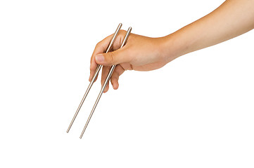 Image showing isolated hand holding chopstick