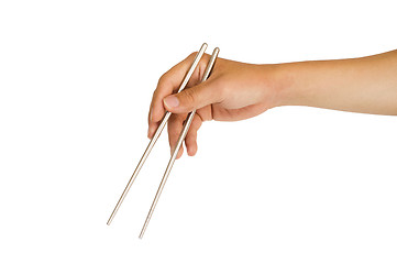 Image showing isolated hand holding chopstick