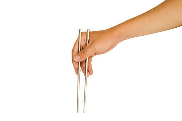 Image showing isolated hand holding chopstick