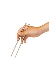 Image showing isolated hand holding chopstick