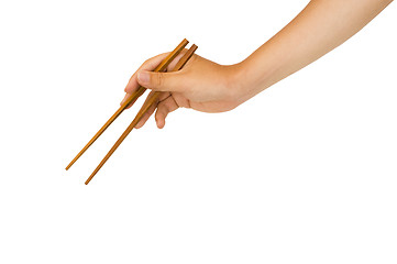 Image showing hand holding chopstick