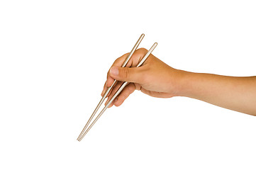 Image showing isolated hand holding chopstick