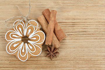 Image showing Gingerbread cookies with star anise and cinnamon