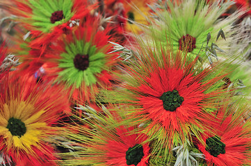 Image showing Multicolored artificial flowers beautiful background