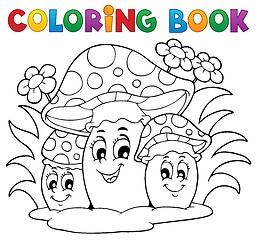 Image showing Coloring book mushroom theme 2