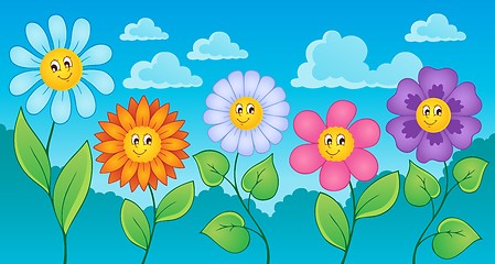 Image showing Cartoon flowers theme 1