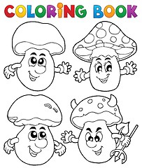 Image showing Coloring book mushroom theme 1