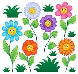 Image showing Cartoon flowers collection 1