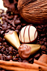 Image showing collection of different chocolate pralines truffels 