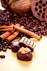 Image showing collection of different chocolate pralines truffels 