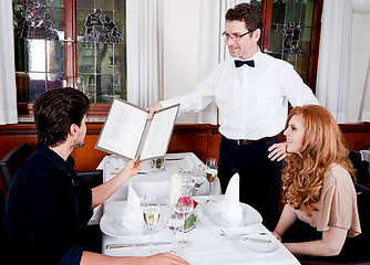 Image showing man and woman in restaurant for dinner