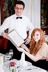 Image showing man and woman in restaurant for dinner