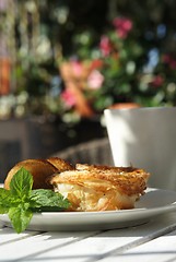 Image showing Sweet cakes and beautiful terrace