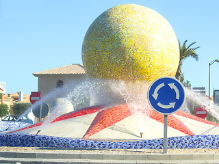 Image showing roundabout with a water display